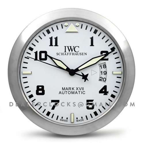 IWC Mark XVII 34 cm weißes Zifferblatt arabische Ziffern Wanduhr