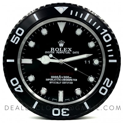 Rolex Submariner All Black 3D logo dot marker  XL-Wanduhr